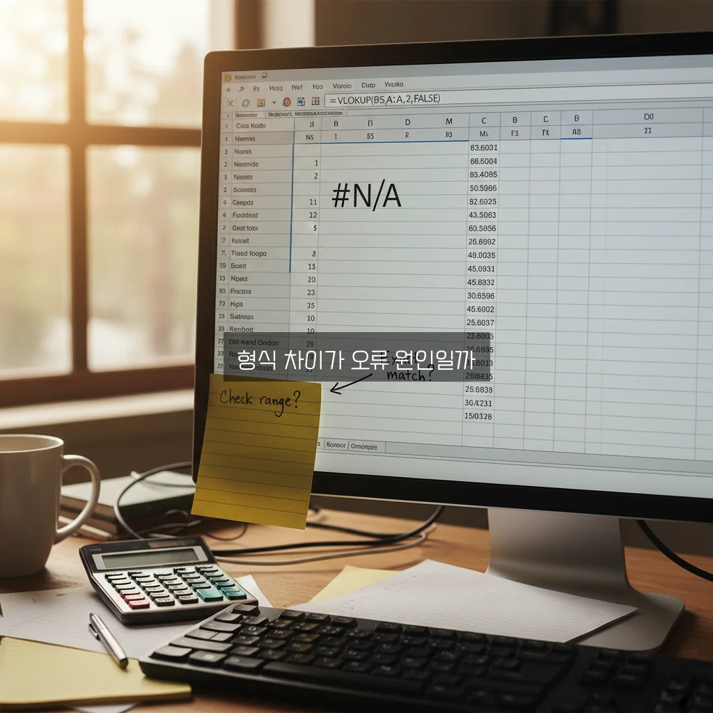 엑셀 #N/A 오류 해결 VLOOKUP 데이터 형식 맞추기 관련 이미지 1