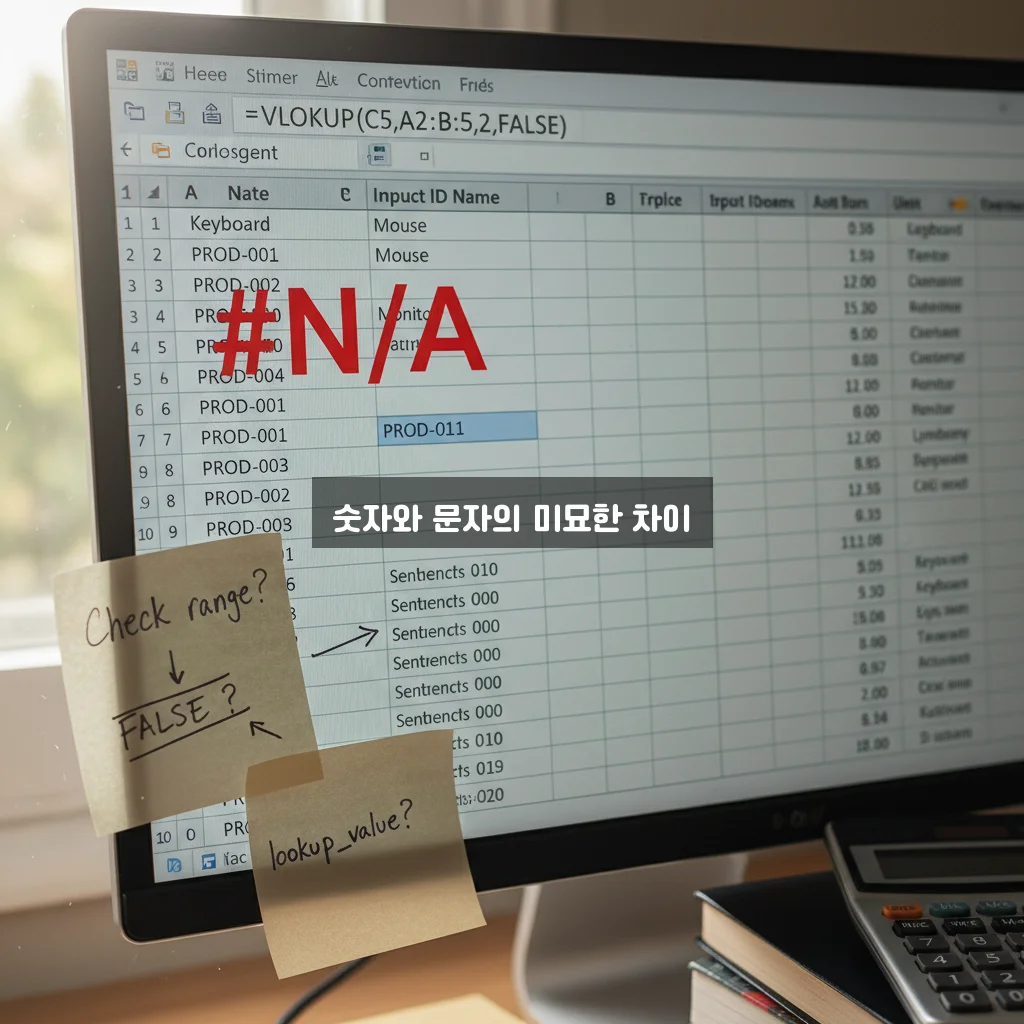 엑셀 #N/A 오류 해결 VLOOKUP 데이터 형식 맞추기 관련 이미지 2