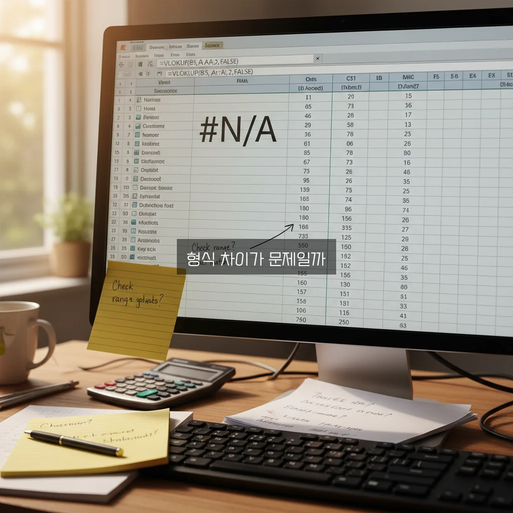 엑셀 #N/A 오류 해결 VLOOKUP 데이터 형식 맞추기 관련 이미지 3