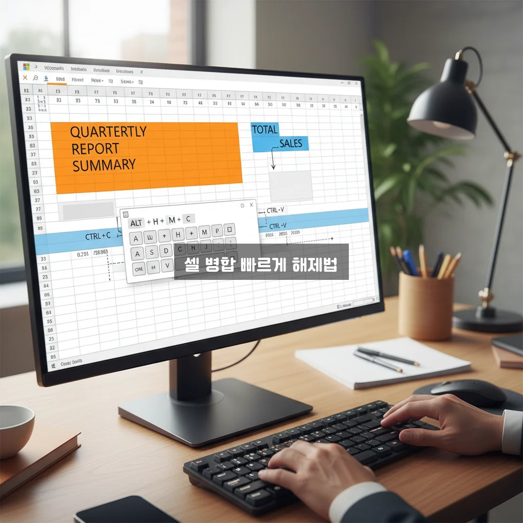 엑셀 셀 병합 단축키 설정 및 해제 관련 이미지 2