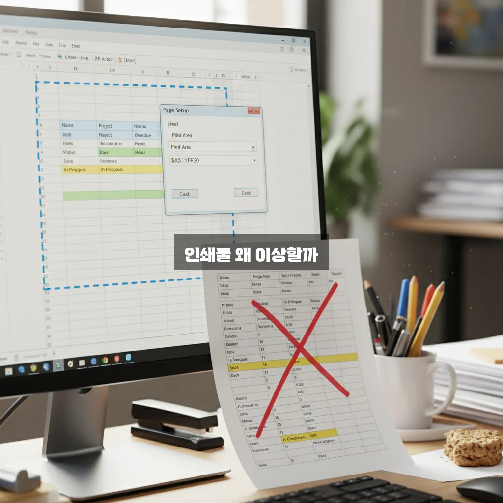 엑셀 인쇄 영역 설정 무시 및 잘림 현상 관련 이미지 1