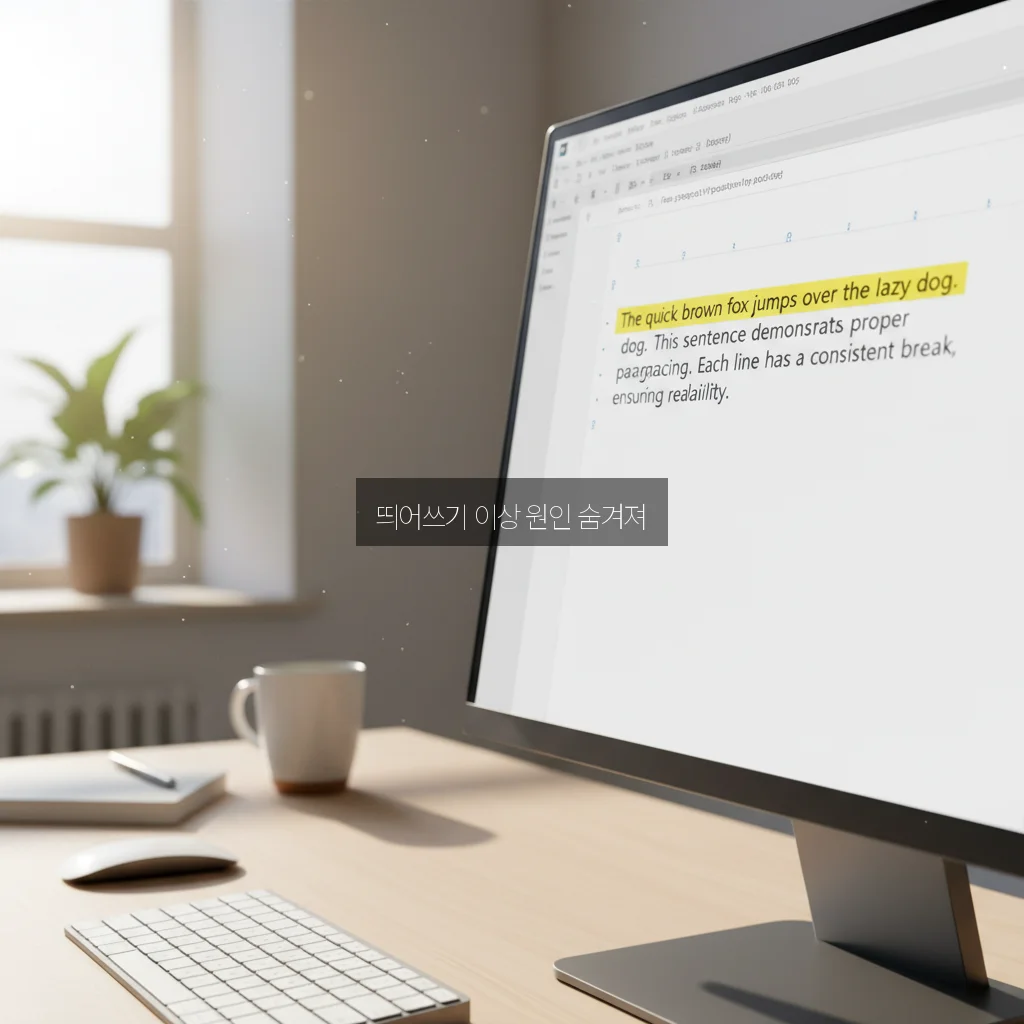 워드(Word) 띄어쓰기 넓음 현상 및 줄 바꿈 관련 이미지 1