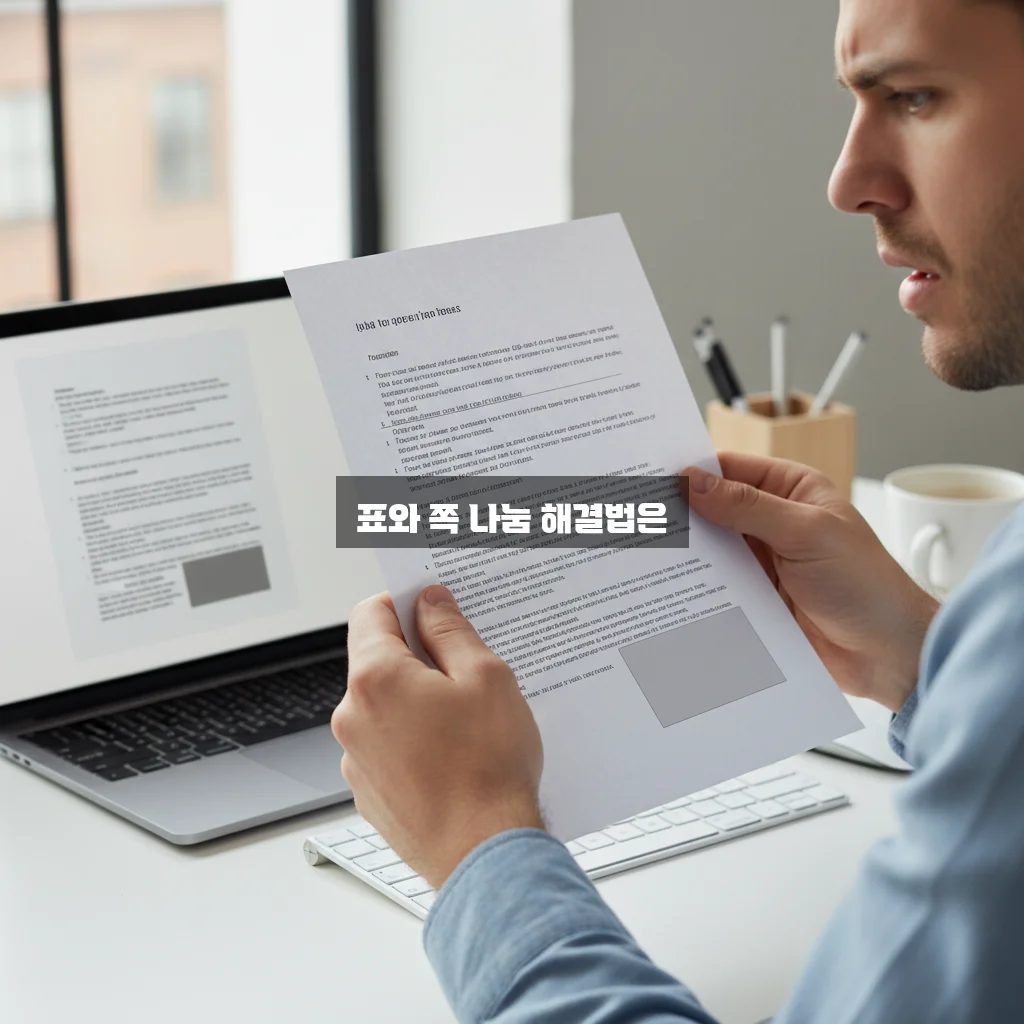 한글 표 넘어감 현상 및 쪽 나눔 방지 관련 이미지 2