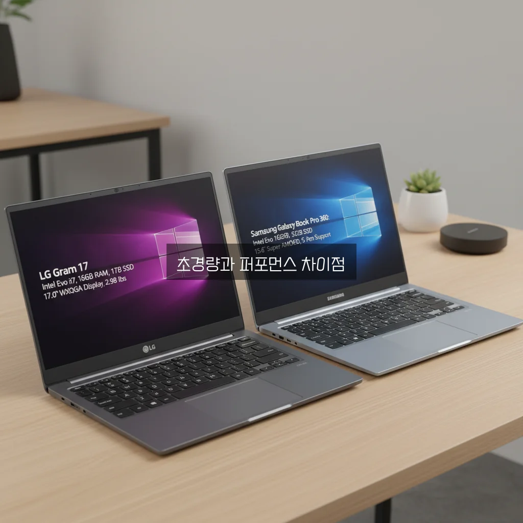 2026년형 LG 그램 vs 삼성 갤럭시북 프로 상세 스펙 비교 관련 이미지 1