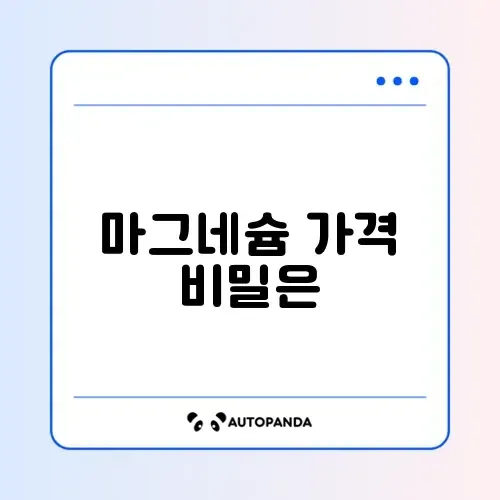 마그네슘 비용 얼마나 들까? 완벽 정리 가이드