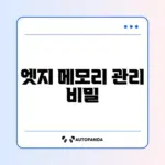 엣지 메모리 사용량 높을 때 효과적으로 줄이는 방법 완벽 정리