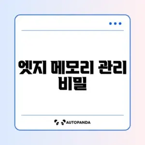 엣지 메모리 사용량 높을 때 효과적으로 줄이는 방법 완벽 정리